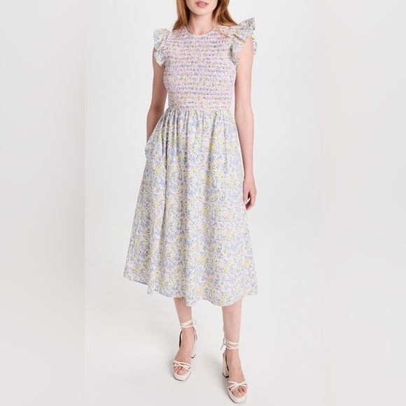 English Factory Floral Smocked Midi Dress Medium - Picture 1 of 12